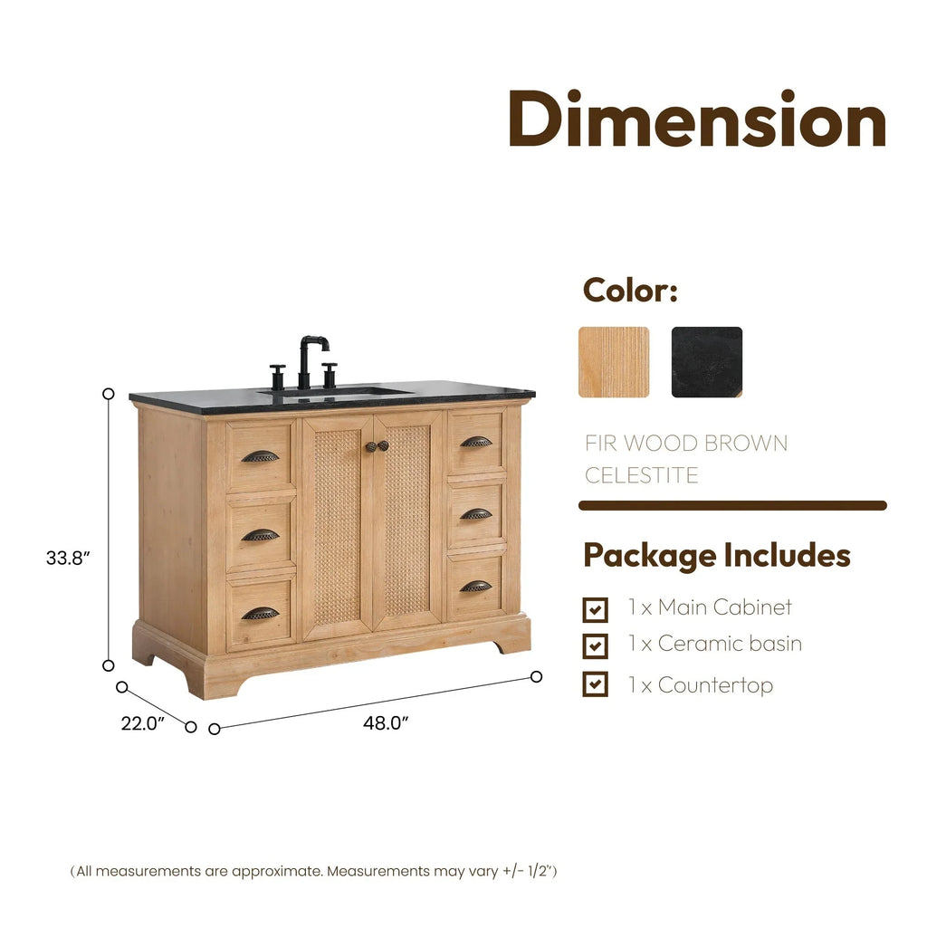 Mobile bagno Hervas con top in marmo naturale senza specchio