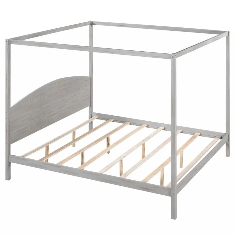 Letto a piattaforma a baldacchino King Size con testiera e gambe di supporto