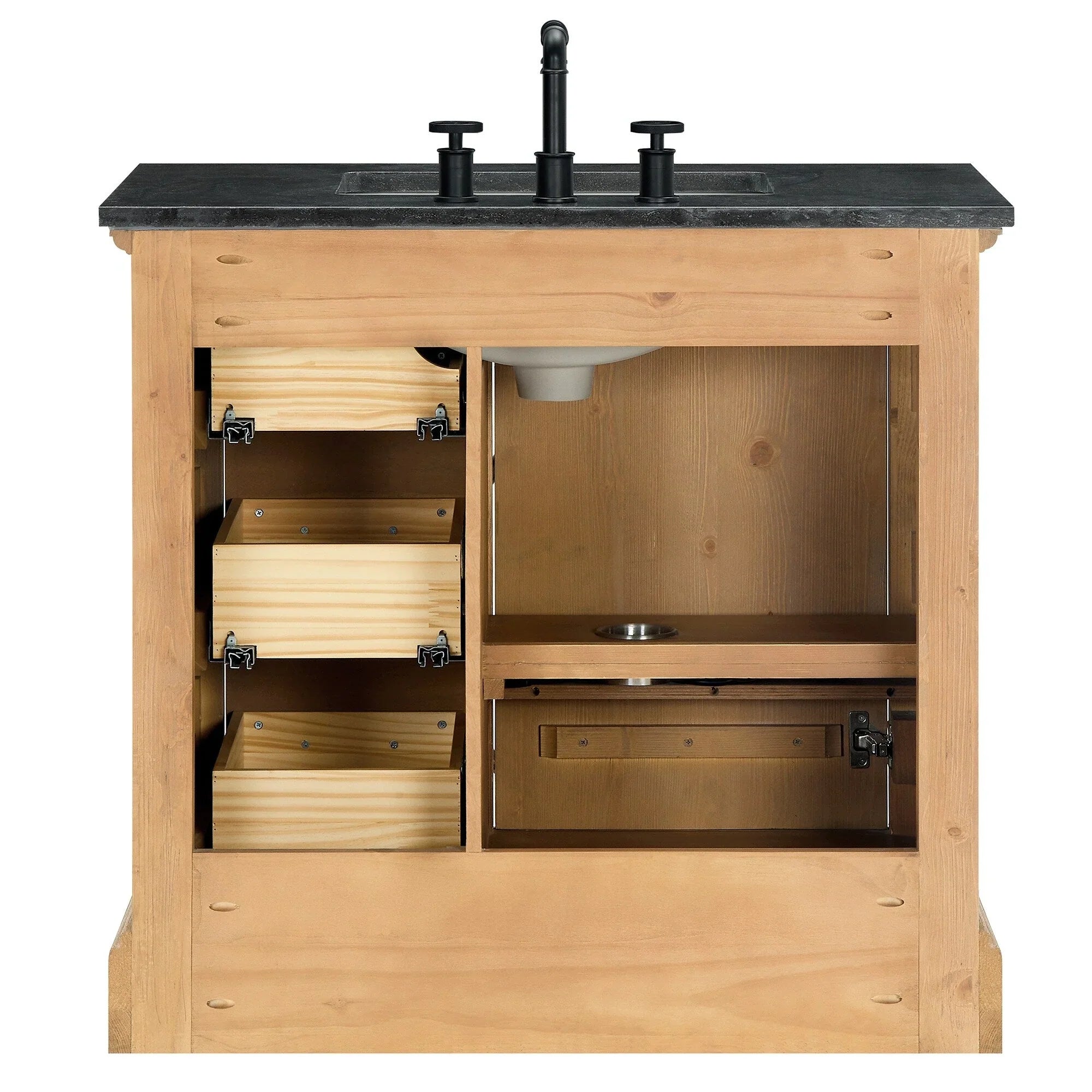 Mobile bagno Hervas con top in marmo naturale senza specchio