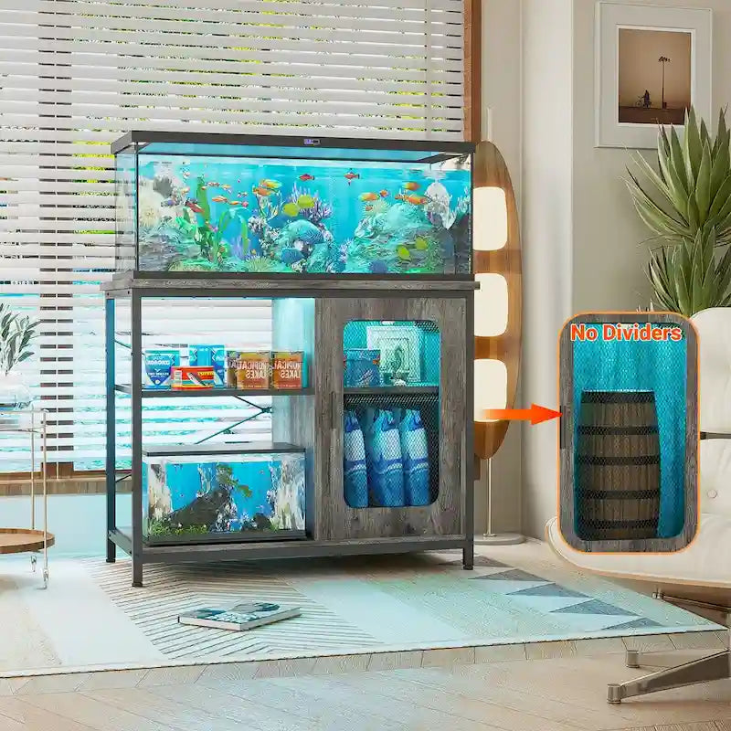 Supporto per acquario da 75-110 litri con prese di corrente e luce a LED