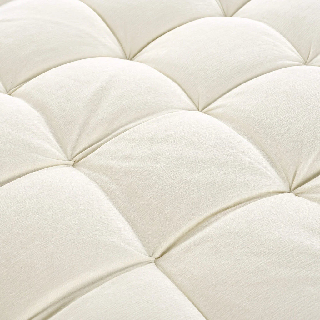 Divano Letto Chaise Longue in ciniglia, Divano Imbottito con Schienale Trapuntato e 2 Cuscini Rimovibili per Soggiorno