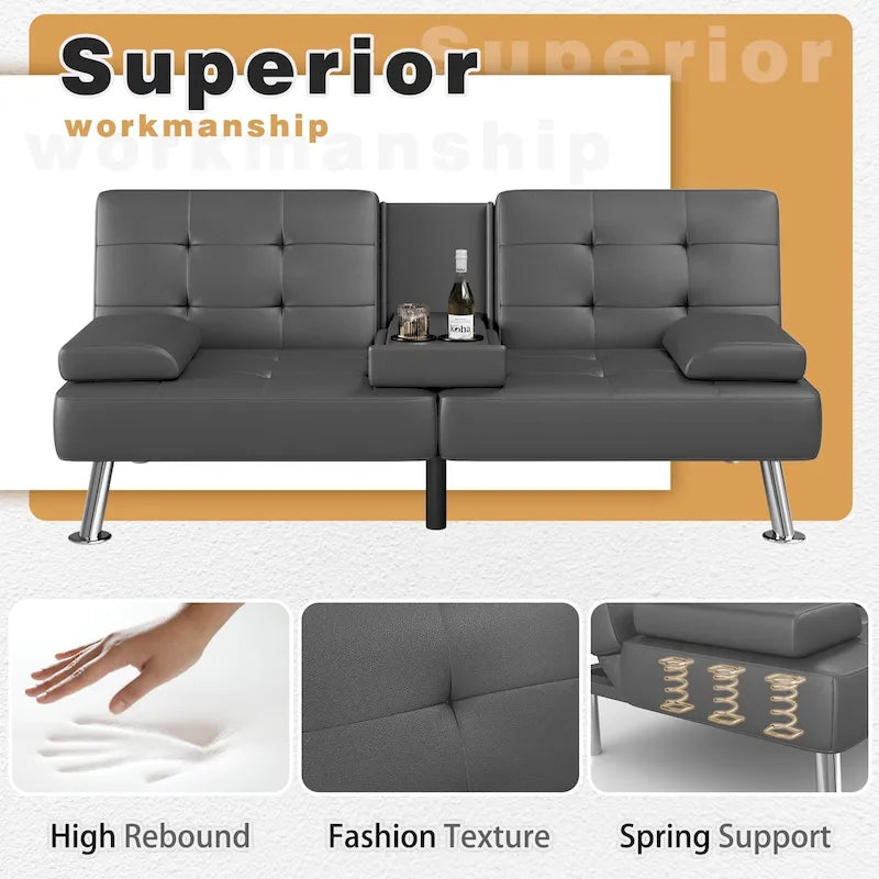 Divano letto futon convertibile Homall con portabicchieri e cuscini