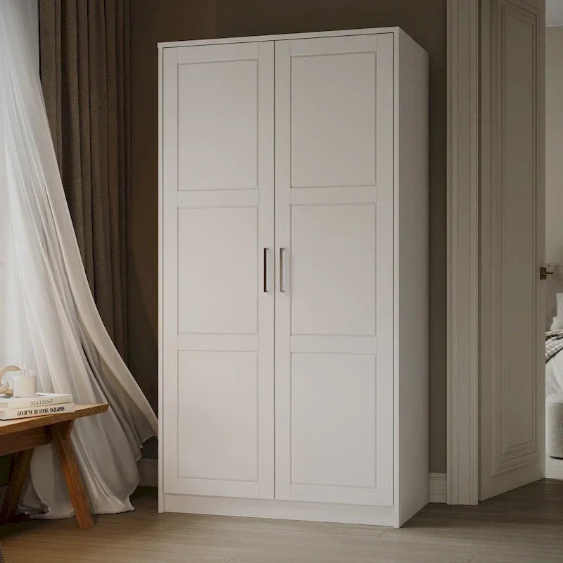 Armadio Urban a 2 ante in 100% legno massello con ante piene e a specchio