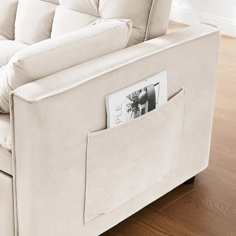 Divano letto 3 in 1 in velluto convertibile con letto estraibile e schienale reclinabile