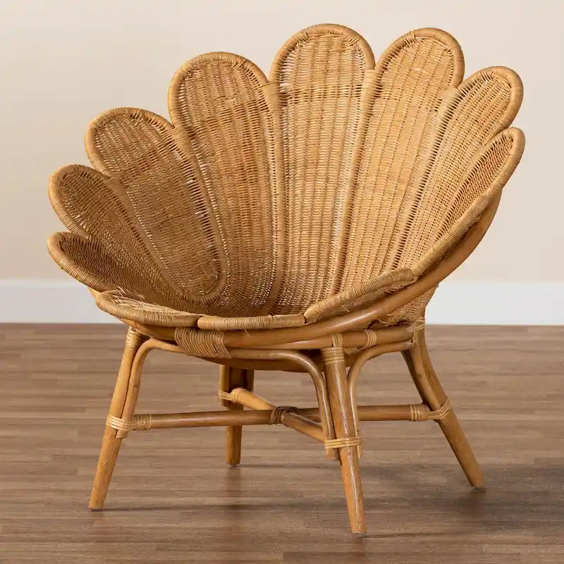 Sedia a forma di fiore Blossom Bohemian Honey Rattan