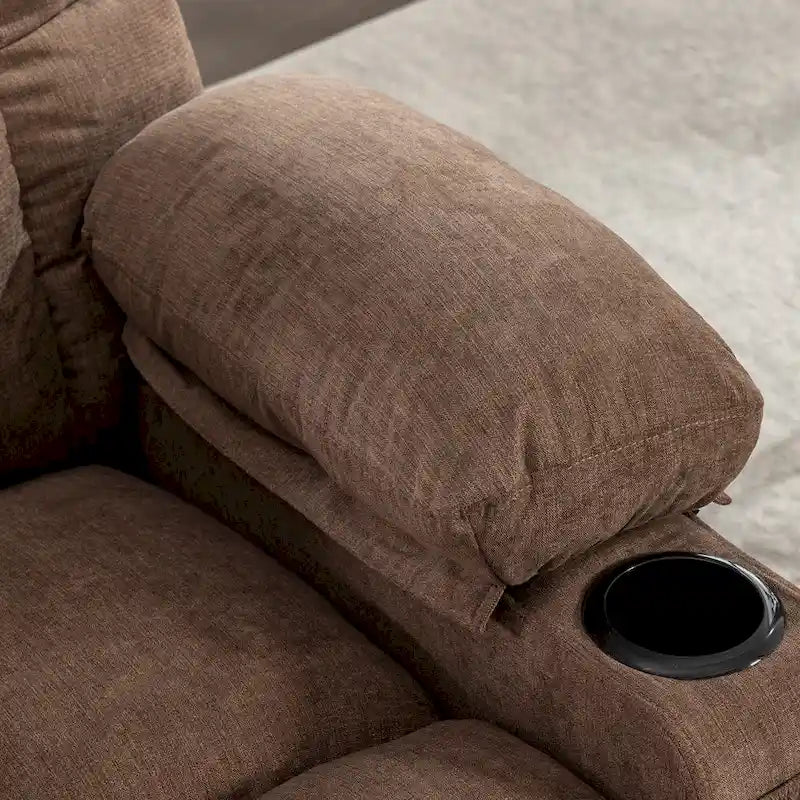 Poltrona reclinabile oversize grigia con calore e massaggio, reclinazione a 150°, oscillazione a 30°, ricarica USB e 2 portabicchieri