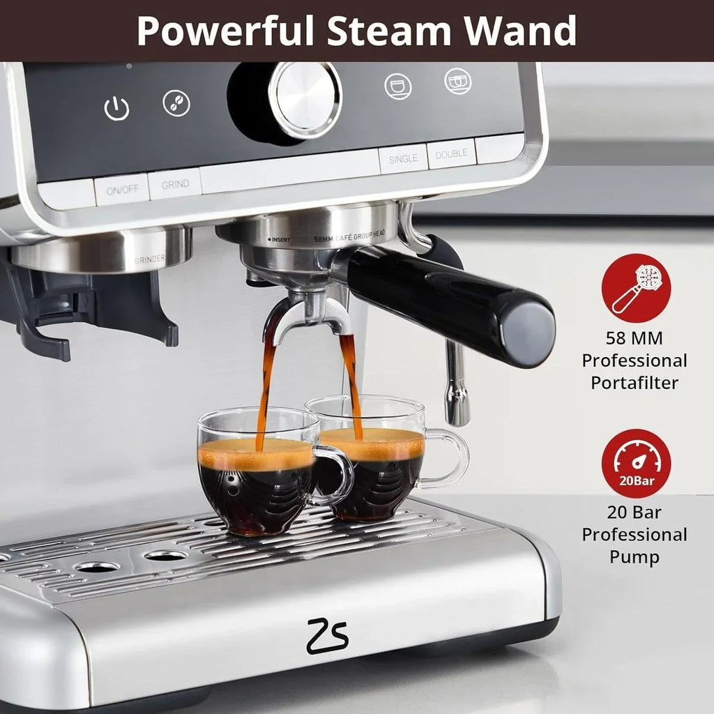 Macchina da caffè espresso, con macinacaffè, serbatoio dell'acqua da 2,8 L