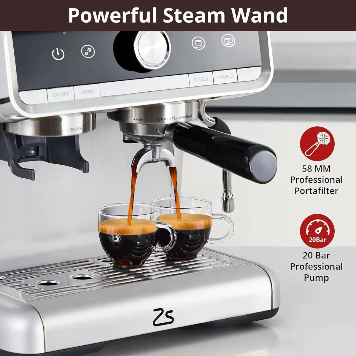 Macchina da caffè espresso, con macinacaffè, serbatoio dell'acqua da 2,8 L