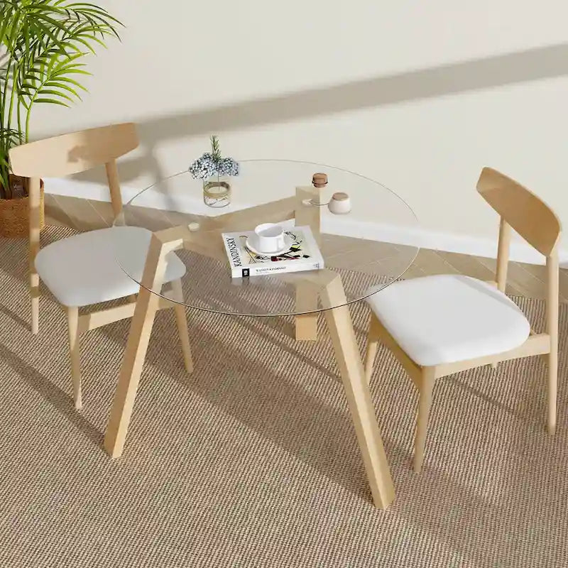 Tavolo da Pranzo Rotondo in Vetro Costway 36 per 4 Persone con Vetro Temperato - Vedi Dettagli