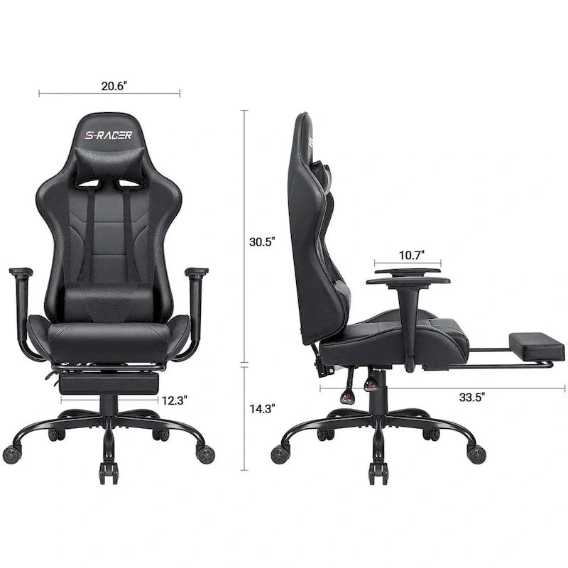 Sedia da gaming con poggiapiedi - Sedia da scrivania ergonomica
