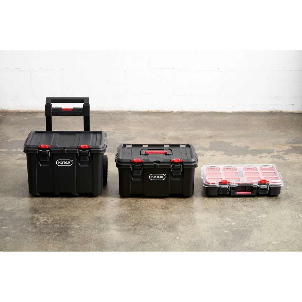 Keter Stack-n-Roll Set 3 pezzi per il trasporto e l'organizzazione degli utensili, sistema di valigette modulare in resina resistente