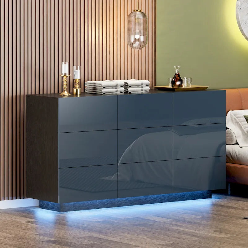 Cassettiera a 9 cassetti per camera da letto con luce