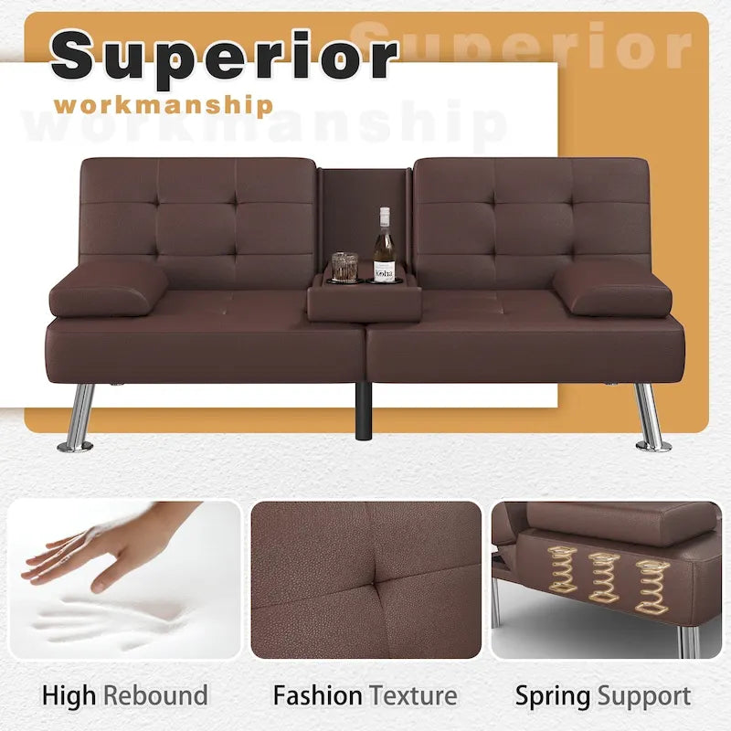 Divano letto futon convertibile Homall con portabicchieri e cuscini