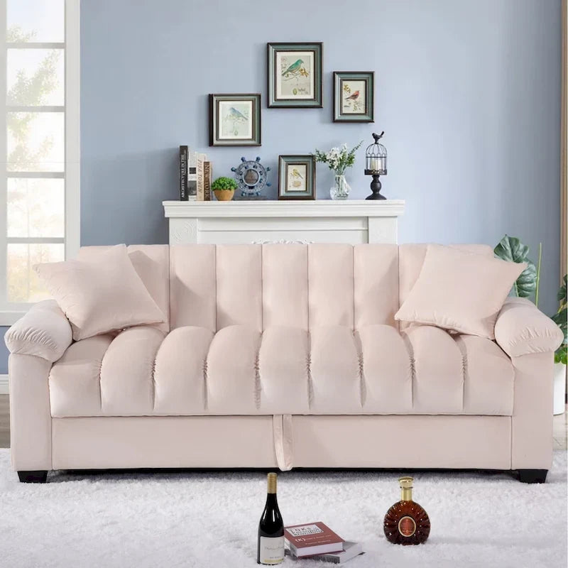 Divano letto convertibile in velluto da 82,7" con 2 cuscini