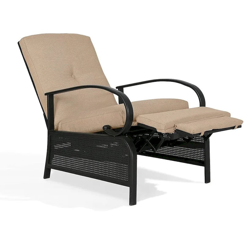 Poltrona Reclinabile Regolabile da Esterno con Cuscino - 38 (P) x 26.5 (L) x 38.5 (A) POLLICI