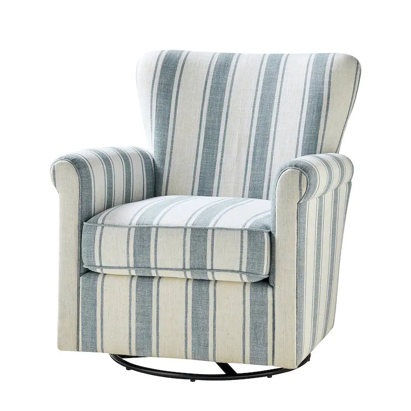 Poltrona girevole a dondolo Georg Comfortable Floral Fabric con braccioli arrotolati di HULALA HOME