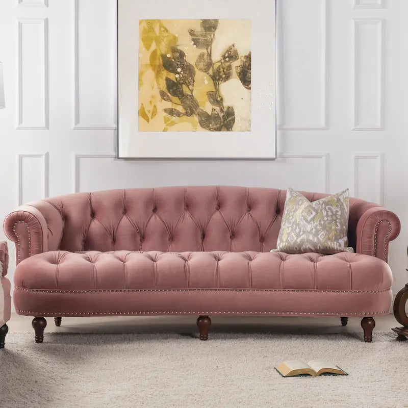 Divano Chesterfield trapuntato in velluto La Rosa 84 Mid-Century Modern