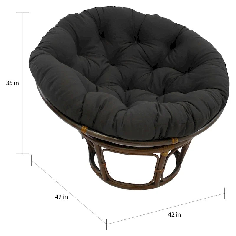 Sedia Papasan in rattan da 42 pollici con cuscino in twill