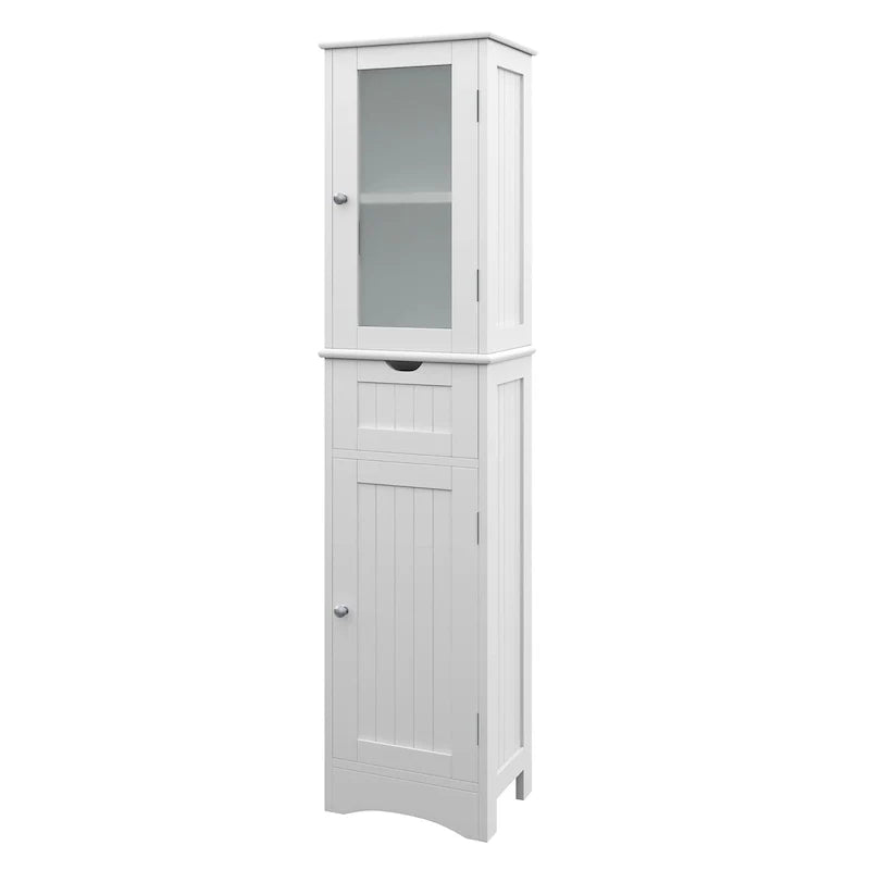 Colonna da bagno alta, autoportante, con ante e cassetto