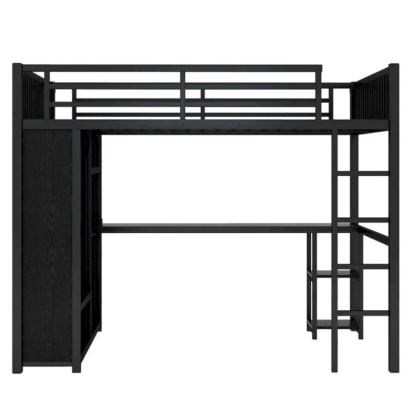 Struttura letto a soppalco full XL con armadio integrato