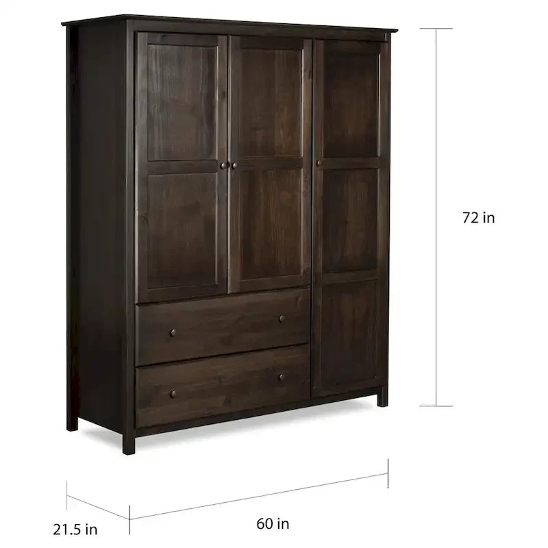 Armadio Grain Wood Furniture Shaker Wood a 3 ante - 60x72x22
