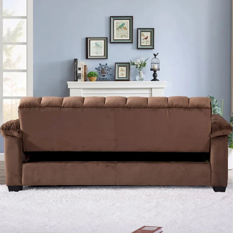 Divano letto convertibile in velluto da 82,7" con 2 cuscini