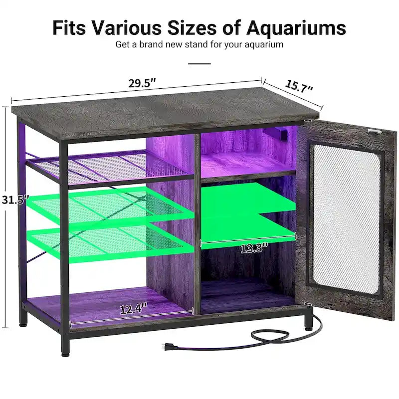 Supporto per acquario da 75-110 litri con prese di corrente e luce a LED