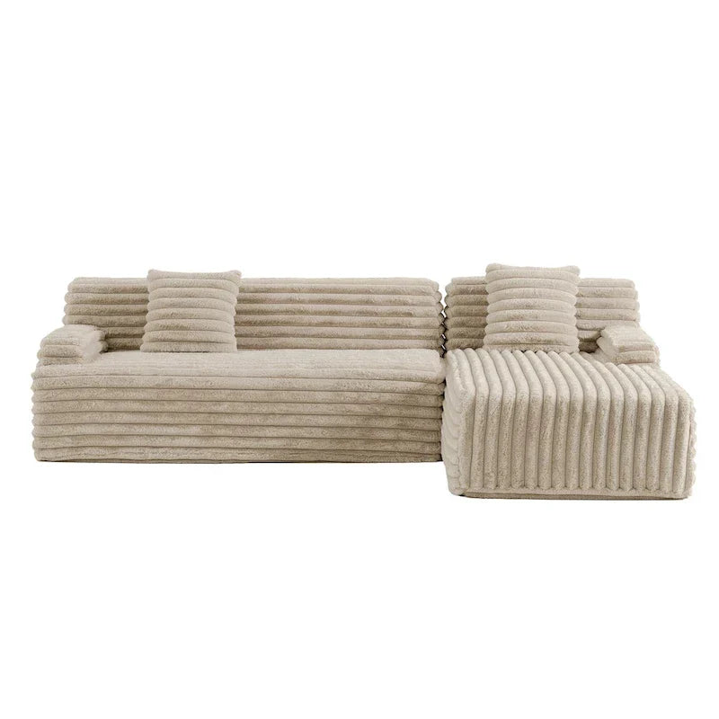 Divano componibile Cloud, divano moderno imbottito con 2 cuscini decorativi, divano combinabile liberamente, divano componibile a L