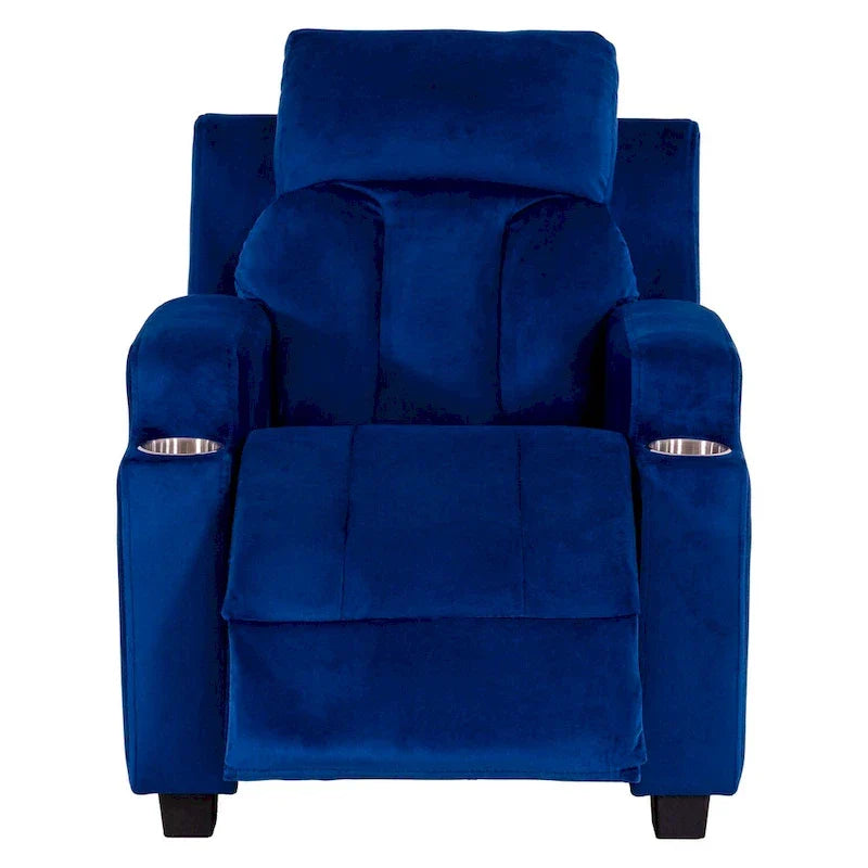 Poltrona reclinabile deluxe per bambini con poggiapiedi, poggiatesta e 2 portabicchieri, in microfibra, per bambini dai 3 anni in su