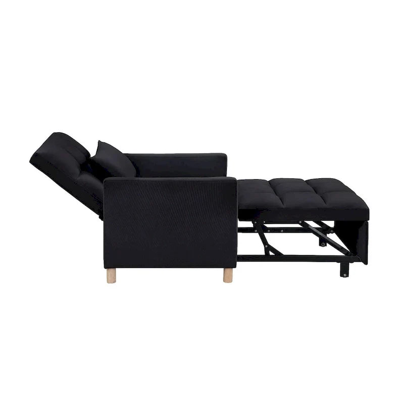 Divano letto 3 in 1 convertibile, poltrona e lettino, nero