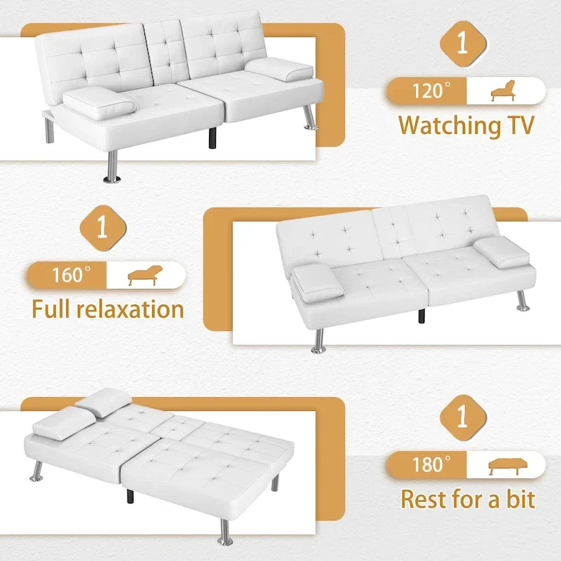 Divano letto futon convertibile Homall con portabicchieri e cuscini