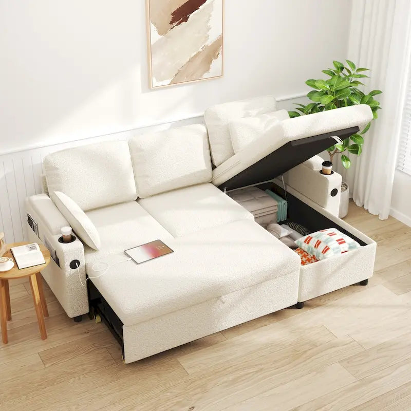 Divano letto a L da 80", Divano letto a scomparsa, Divano letto convertibile con penisola reversibile