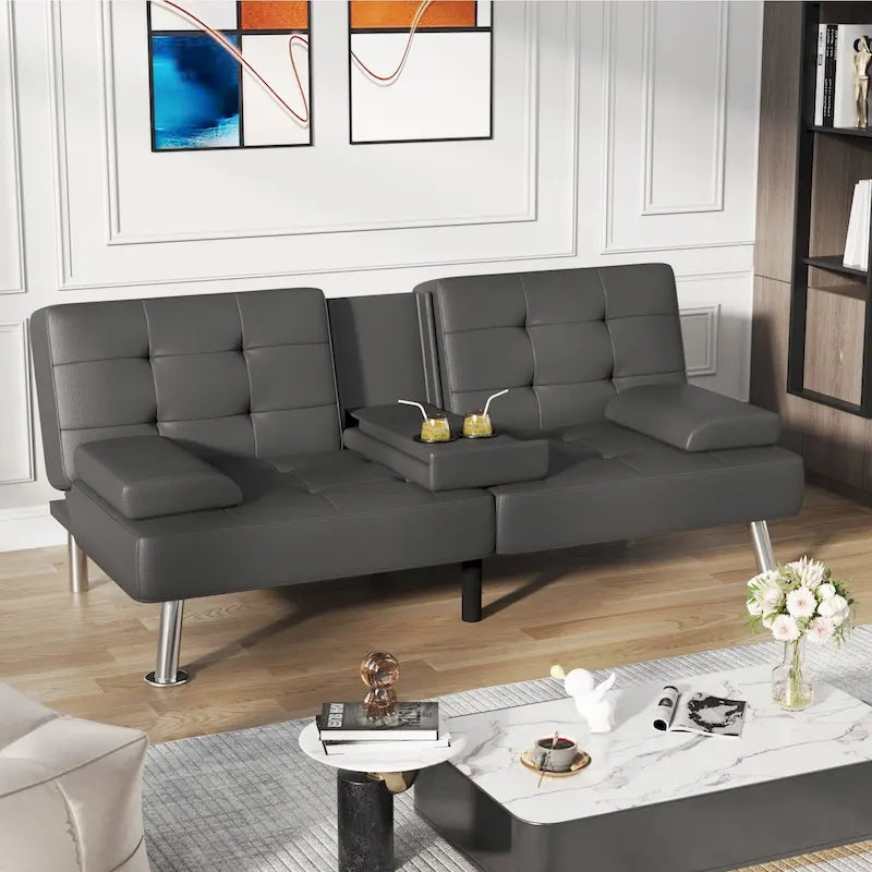Divano letto futon convertibile Homall con portabicchieri e cuscini