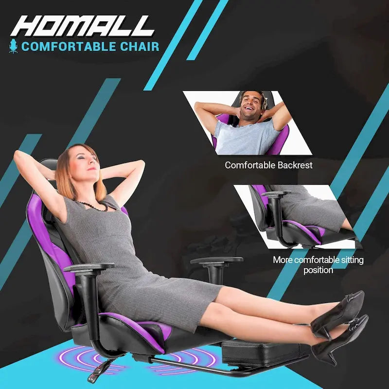 Sedia da gaming con poggiapiedi - Sedia da scrivania ergonomica