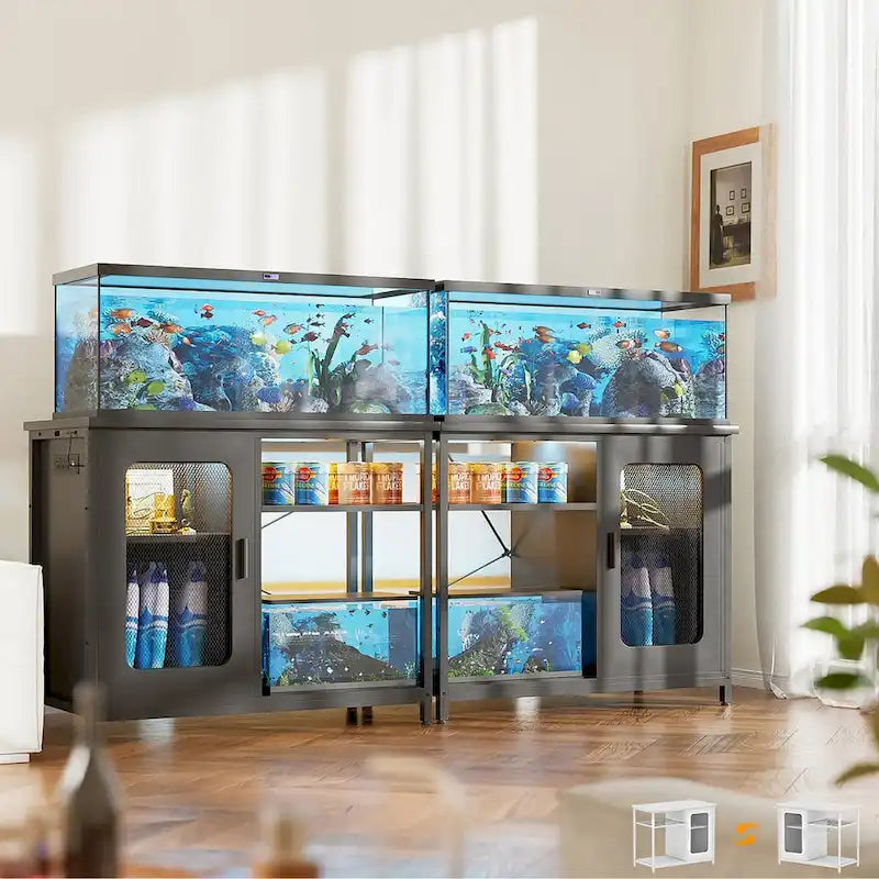 Supporto per acquario da 75-110 litri con prese di corrente e luce a LED