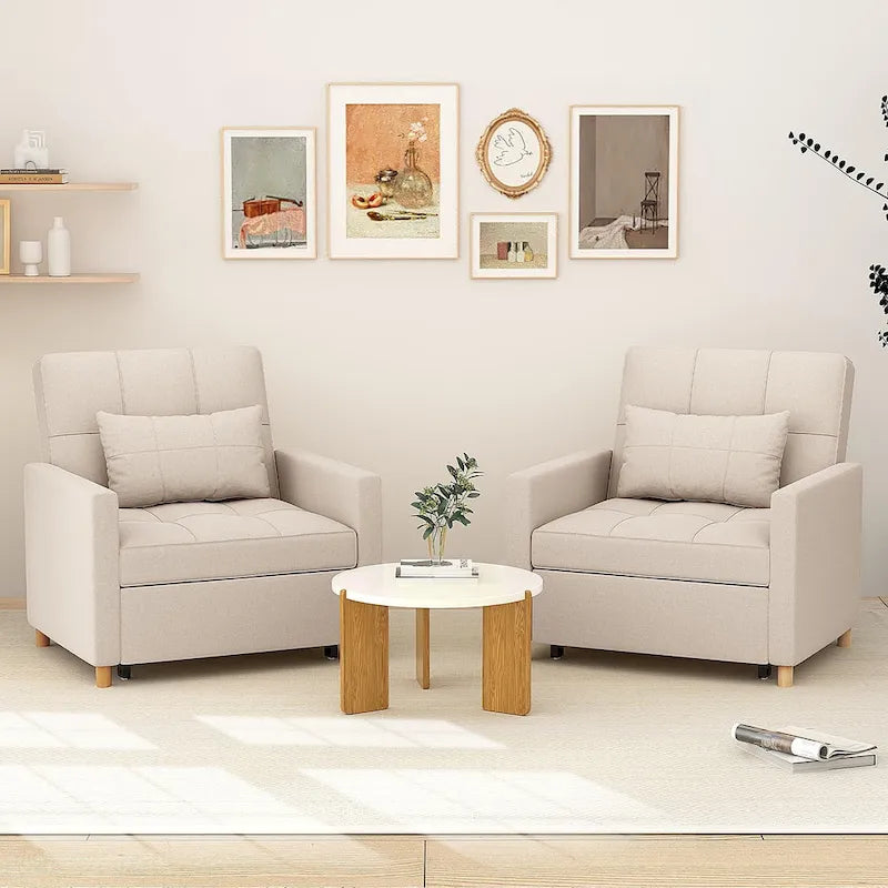 AECOJOY Poltrona Letto 3 in 1 con Cuscino e Schienale Convertibile
