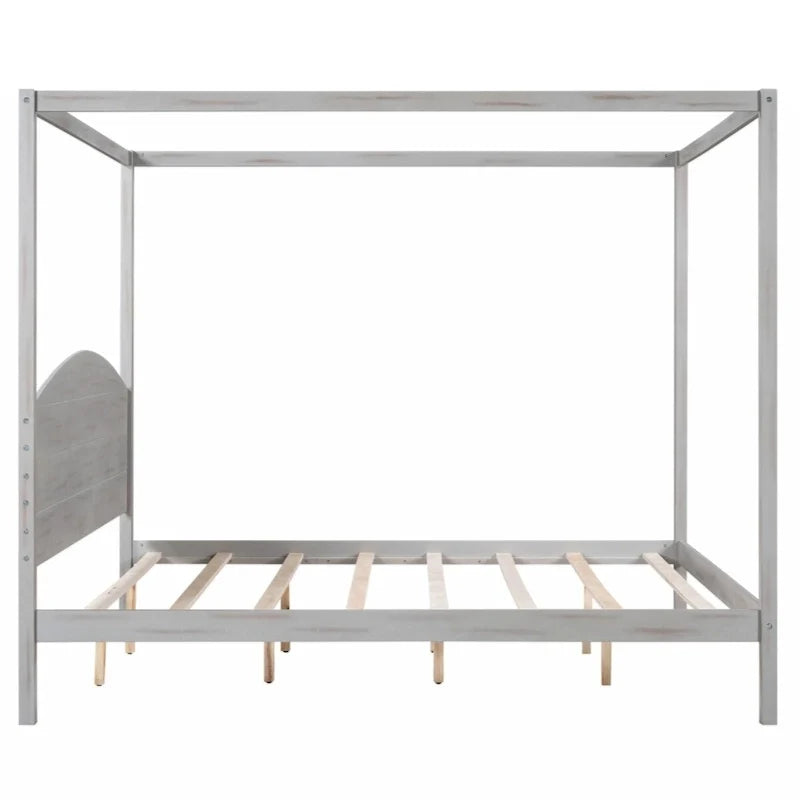 Letto a piattaforma a baldacchino King Size con testiera e gambe di supporto