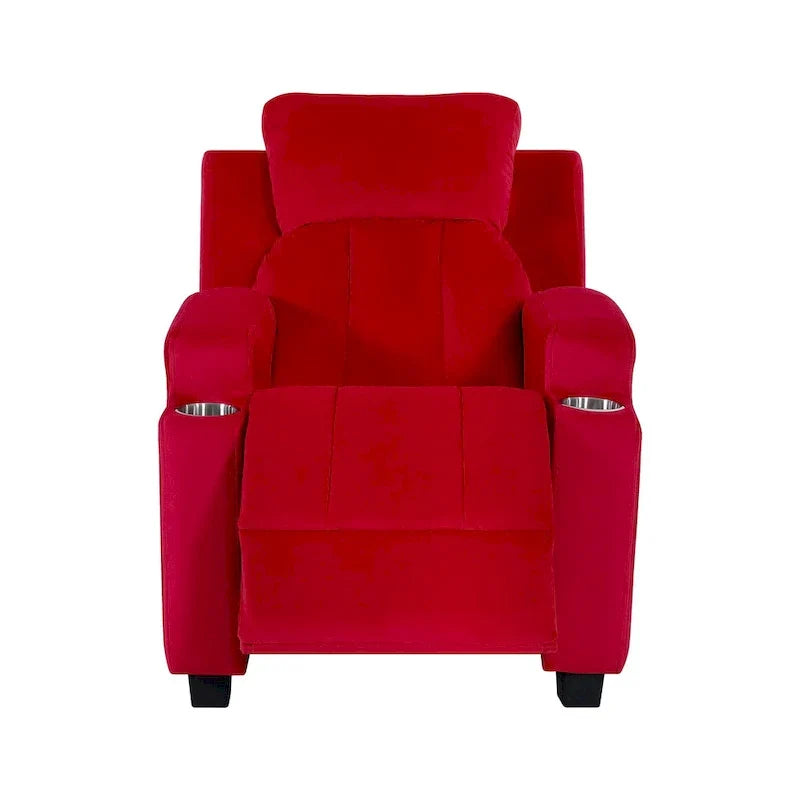 Poltrona reclinabile deluxe per bambini con poggiapiedi, poggiatesta e 2 portabicchieri, in microfibra, per bambini dai 3 anni in su