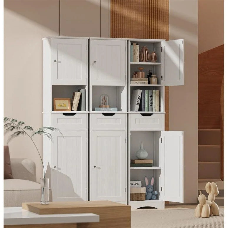 Mobile bagno alto 67 H, Armadietto portabiancheria stretto, Mobiletto contenitore con 2 ante e cassetto