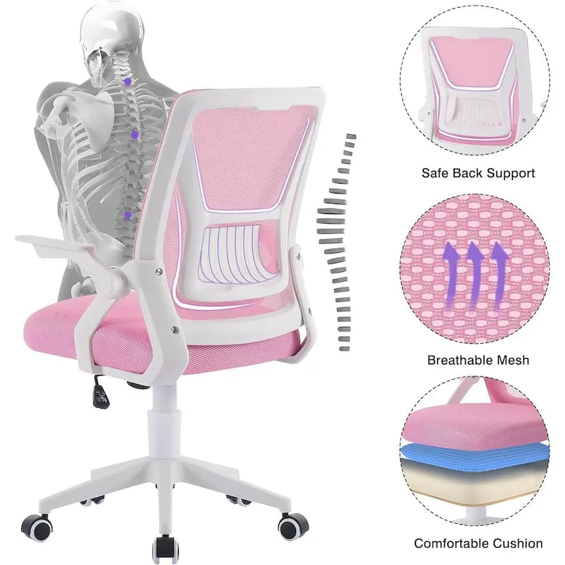 Javlergo Sedia da Ufficio Girevole a Schienale Medio con Supporto Lombare, Sedia da Scrivania Ergonomica da Computer in Rete con Braccioli